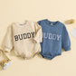 0 Infant Alphabet Embroidery Round Neck Long-sleeve Jumpsuit