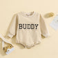 0 Infant Alphabet Embroidery Round Neck Long-sleeve Jumpsuit16.30 Apricot-100cm