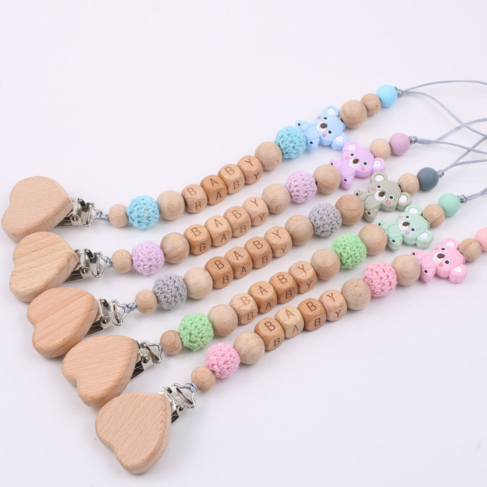 0 Baby products soothing beech wood mouth chain clip