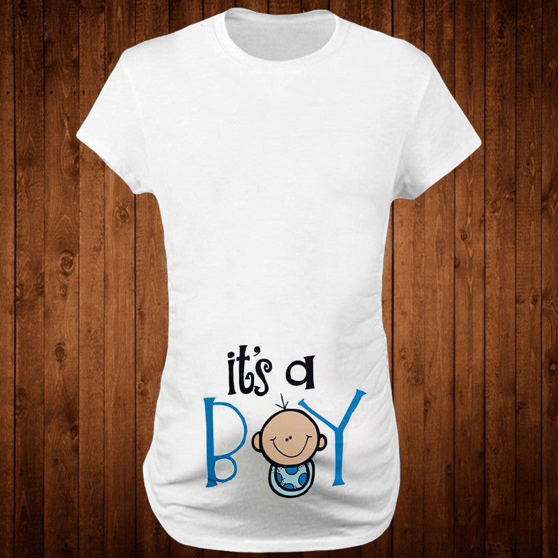 Vétement Femmes T-Shirts mince maternité drôle lettre hauts col rond grossesse femmes16.50 Blue-kids-XL