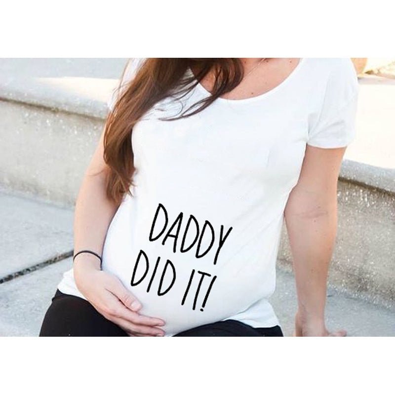 Vétement Femmes T-Shirts mince maternité drôle lettre hauts col rond grossesse femmes16.50 DADDY-DID-IT-XL