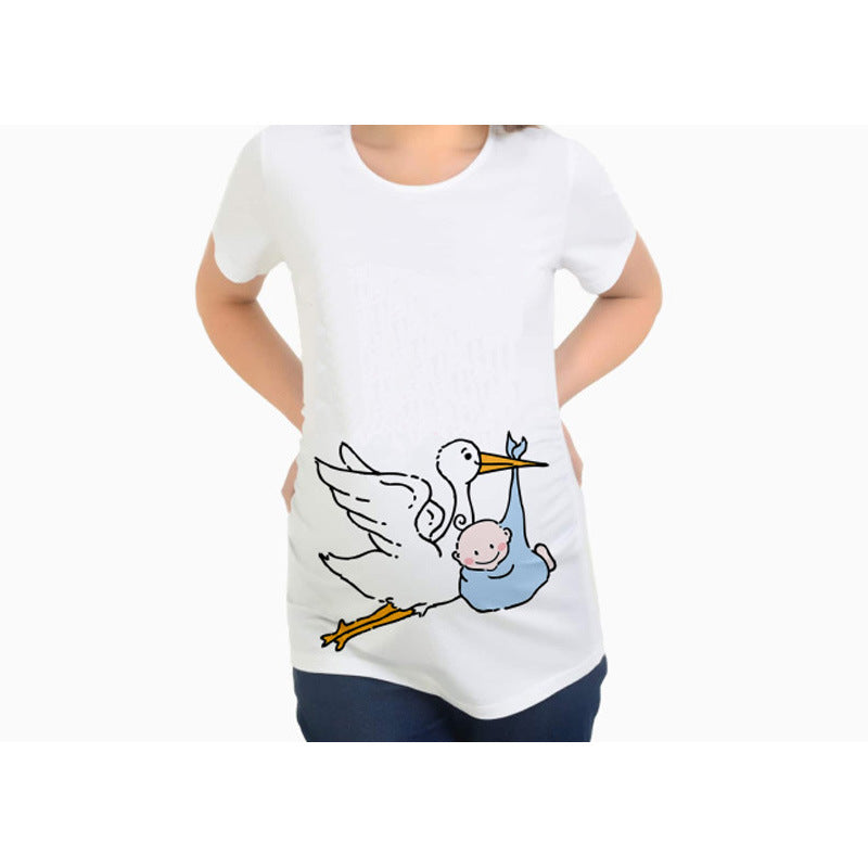 Vétement Femmes T-Shirts mince maternité drôle lettre hauts col rond grossesse femmes16.50 Bird-and-child-XL