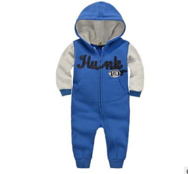 0 Baby onesies autumn and winter baby clothes baby plus velvet hood long-sleeved romper romper children's clothing15.44 Gray-blue-73cm