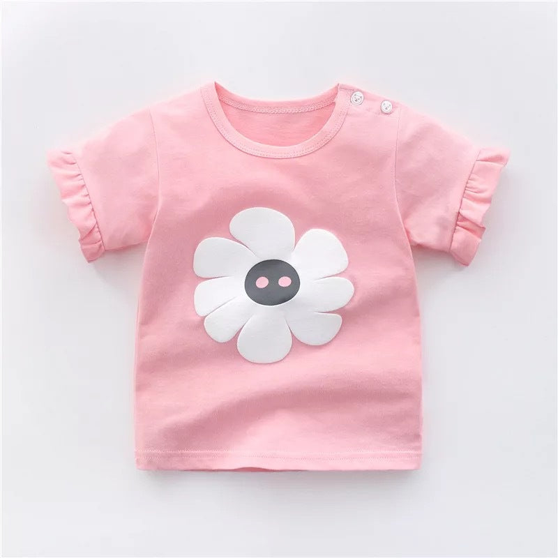 0 Cotton t-shirts for babies and children9.46 Pink-flowers-110cm