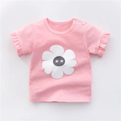 0 Cotton t-shirts for babies and children9.46 Pink-flowers-110cm