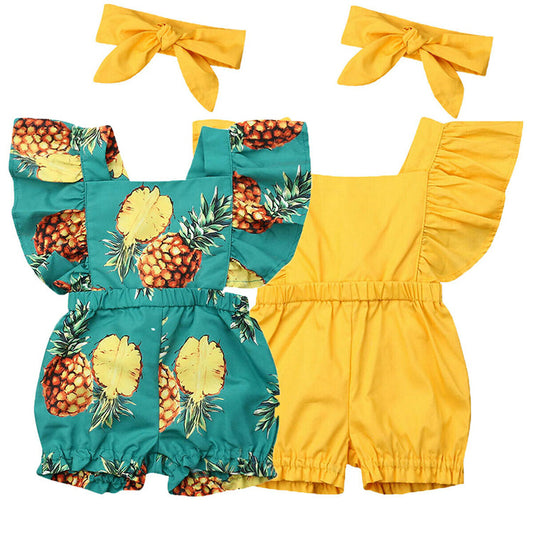 0 Pineapple print baby romper