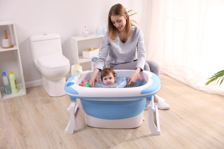 0 Baby folding tub large can sit thick bath tub