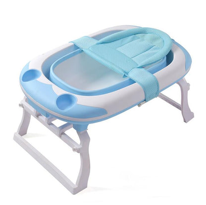 0 Baby folding tub large can sit thick bath tub186.60 Blue-with-net