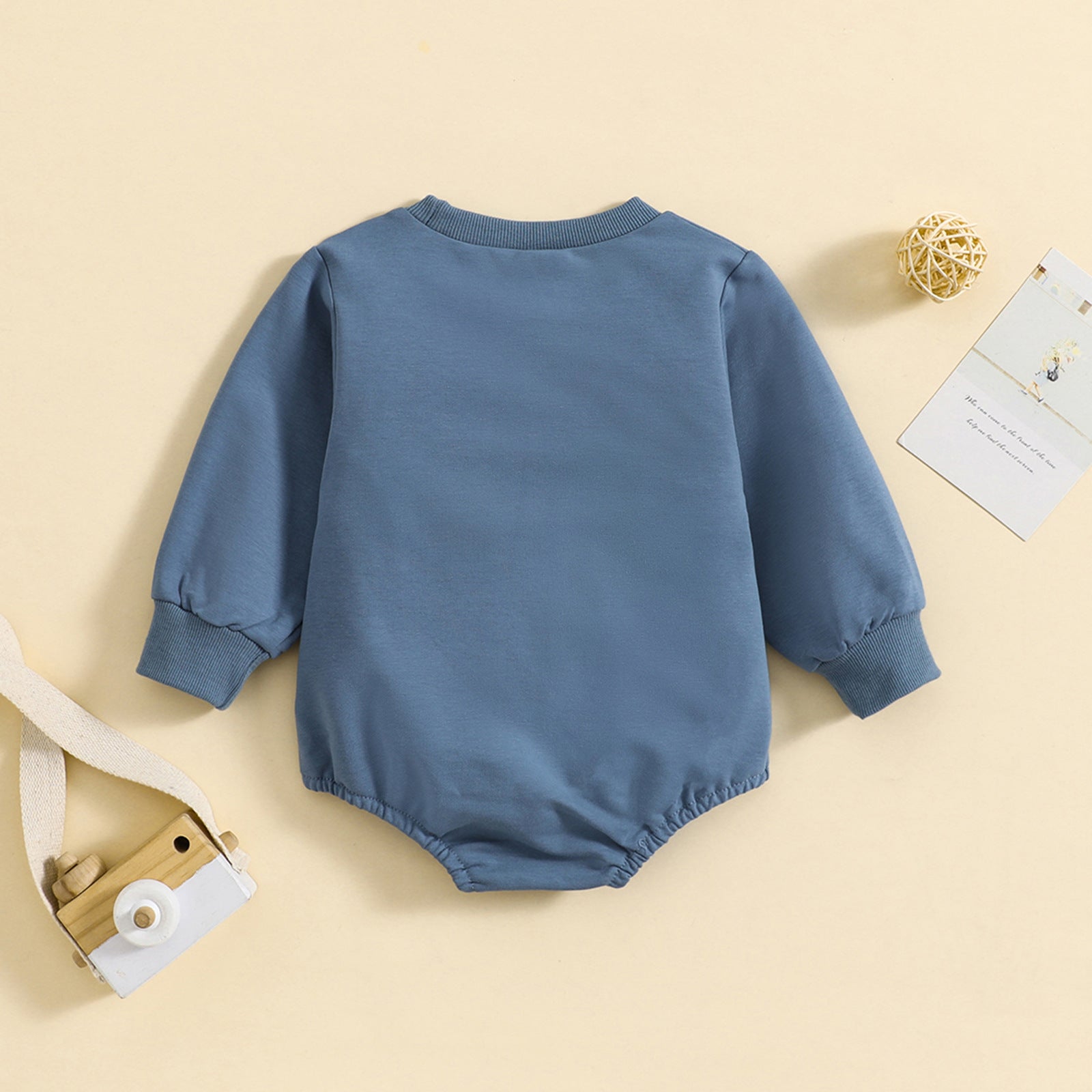 0 Infant Alphabet Embroidery Round Neck Long-sleeve Jumpsuit