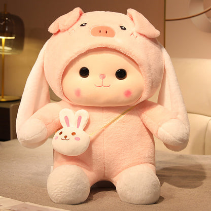 0 Cute Rabbit Doll Pillow Plush Toy Girl38.89 Pink-Pig-Rabbit-45cm