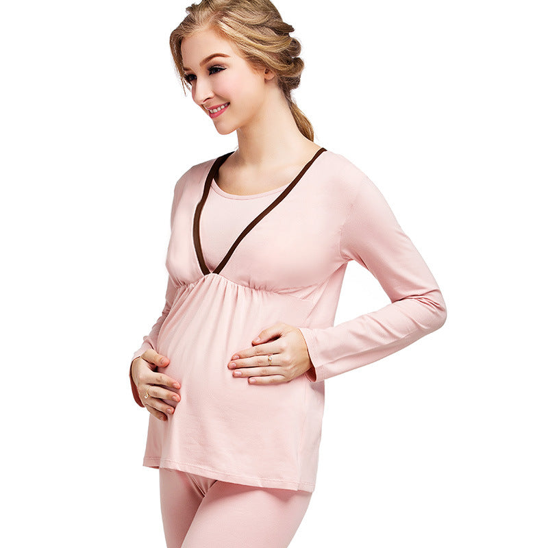 0 Enjoy the winter pregnant pregnant women pregnant women suit long johns lactation clothes suit feeding pajamas Home Furnishing confinement suit33.65 Lotus-root-starch-XL