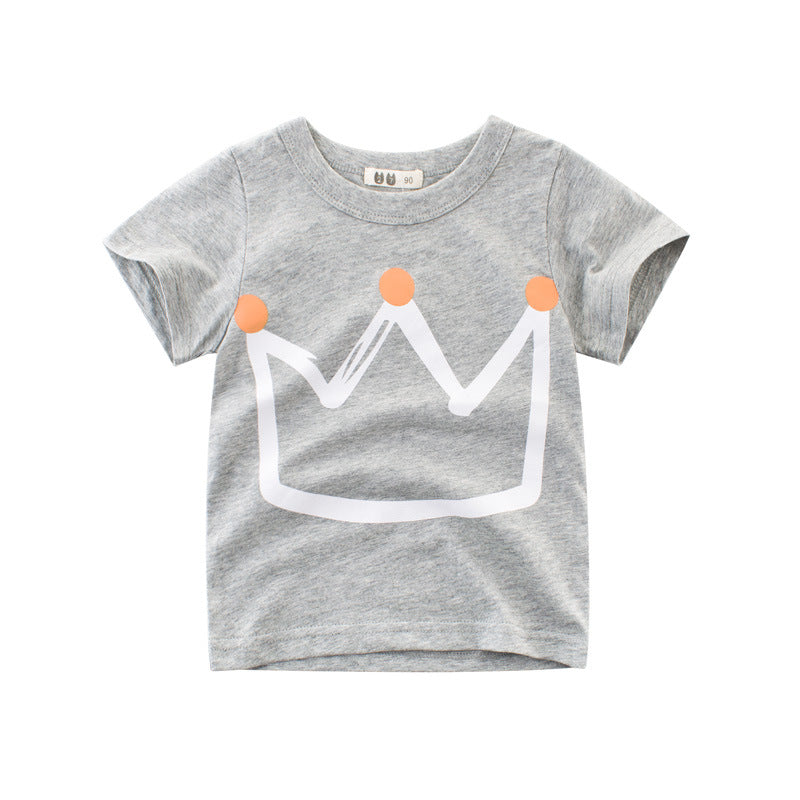 0 Summer New Boys' Short Sleeve T-shirt Children's T-shirt6.67 Grey-110cm