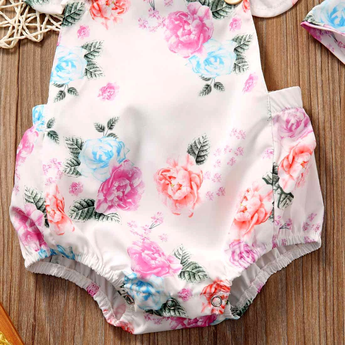 0 Floral Ruffled Set Infant Casual Trend Cute Little Floral Triangle Dress Two Piece Suit Girl Explosion Climbing Suit