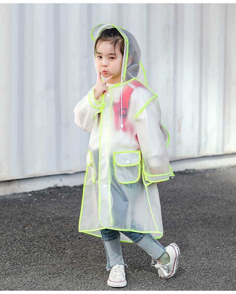 0 Hiking Poncho Kids Fashion Transparent Raincoat20.65 Green-2XL