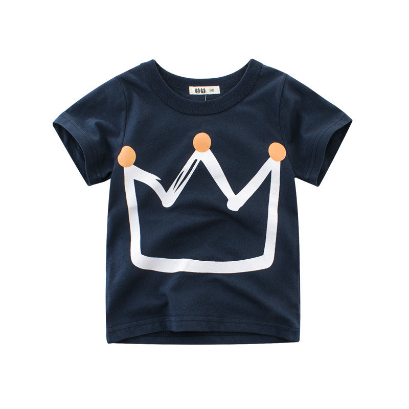 0 Summer New Boys' Short Sleeve T-shirt Children's T-shirt6.67 Royal-Blue-130CM