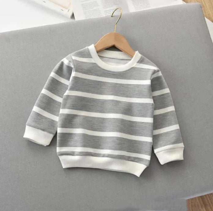 Vétement T-shirt à manches longues à rayures pour enfants9.50 Grey-90cm