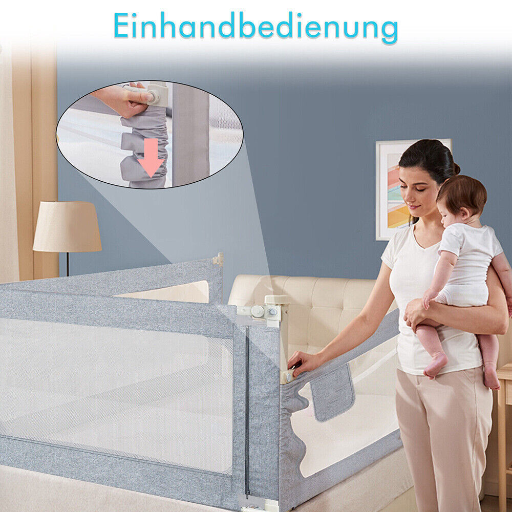 5 200cm Bed Safety Guard Folding Child Toddler Bed Rail Safety Protection Guard UK