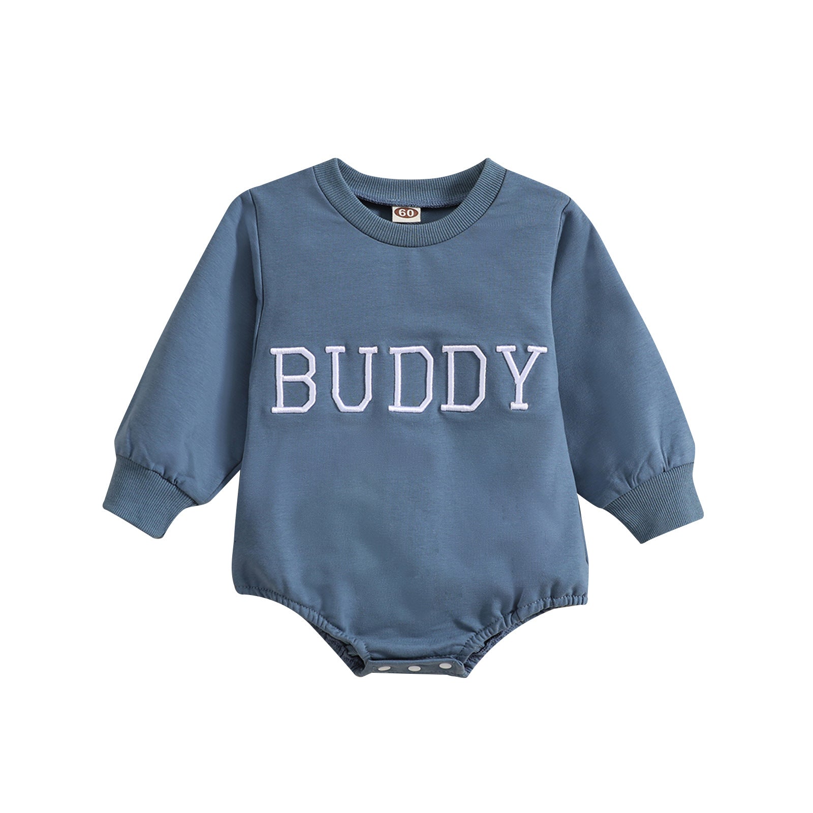 0 Infant Alphabet Embroidery Round Neck Long-sleeve Jumpsuit