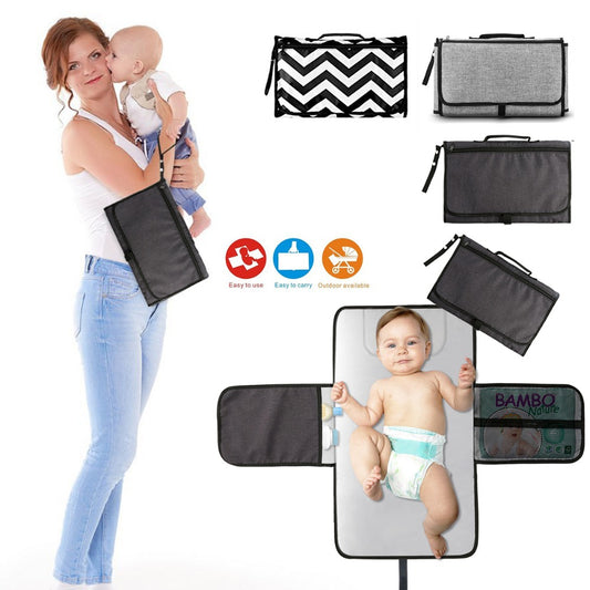 0 Baby Portable Foldable Washable Compact Travel Nappy Diaper Changing Mat Waterproof Baby Floor Mat Change Play Mat & Storage Bag