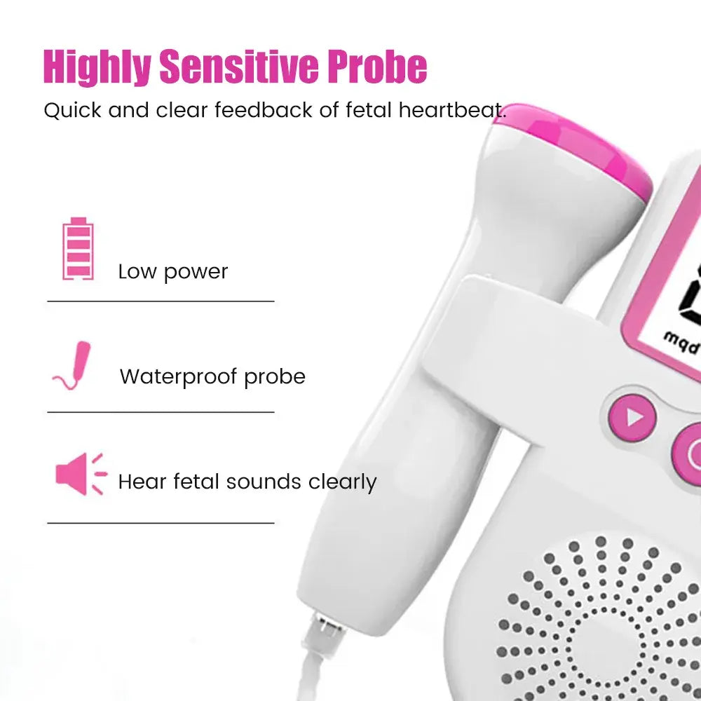 Moniteur de frequence Moniteur de fréquence cardiaque portable pour bébé enceinte, doppler domestique, compteur de grossesse pour bébé, détecteur d'échographie sonore fœtale, 3.0MHz