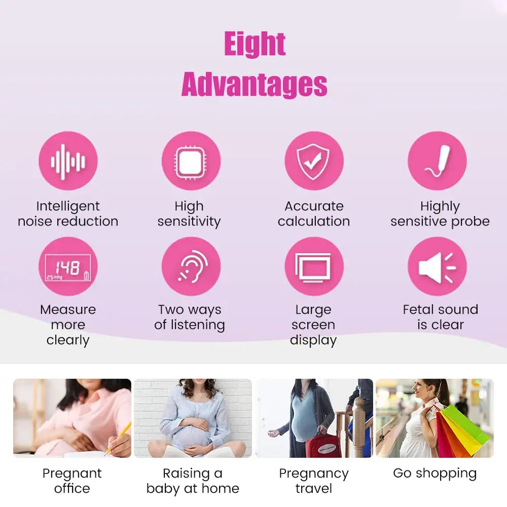 Moniteur de frequence Moniteur de fréquence cardiaque portable pour bébé enceinte, doppler domestique, compteur de grossesse pour bébé, détecteur d'échographie sonore fœtale, 3.0MHz